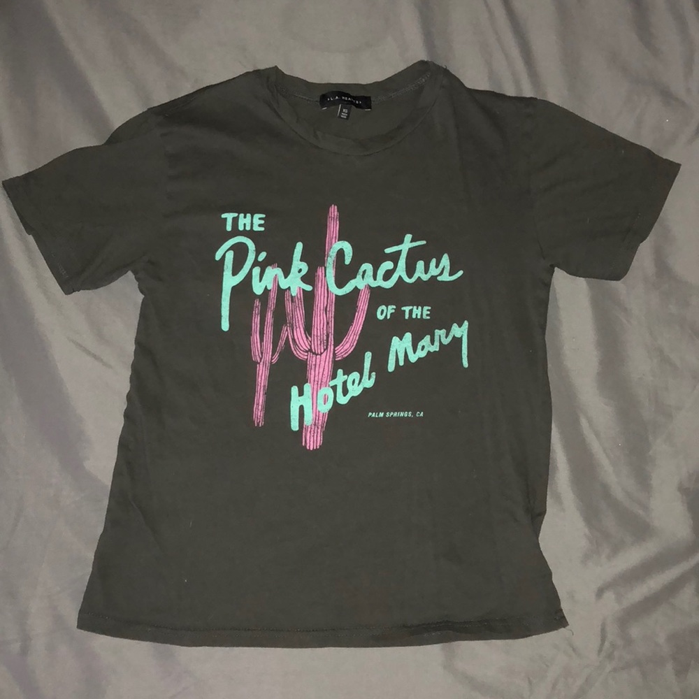 Grey “Pink Cactus” T-shirt